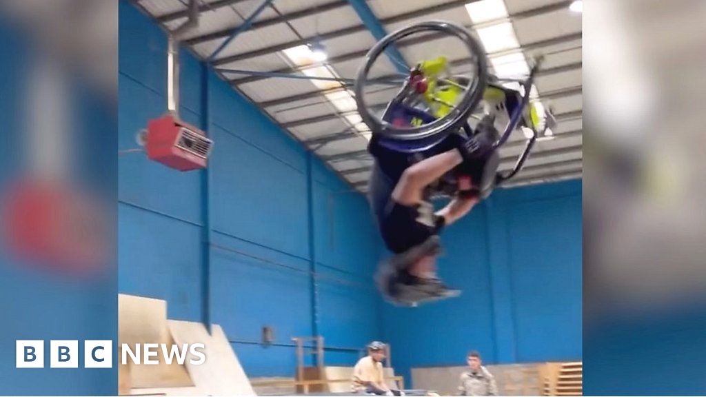 Henley boy, 12, is 'youngest to do wheelchair backflip' BBC News