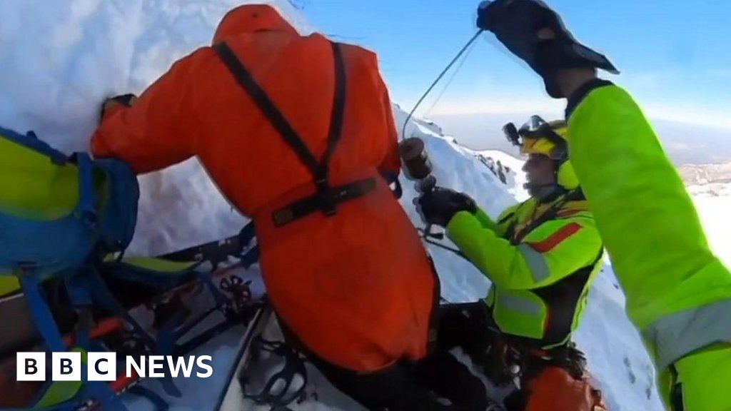 Watch: Climbers rescued from icy Italian mountain