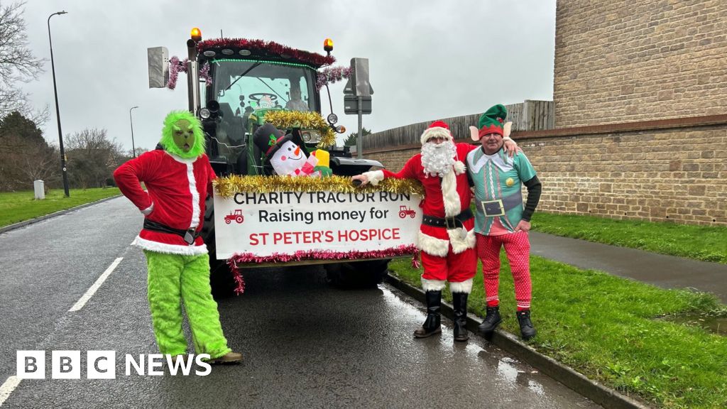 Procession of tractors lines North Somerset streets BBC News