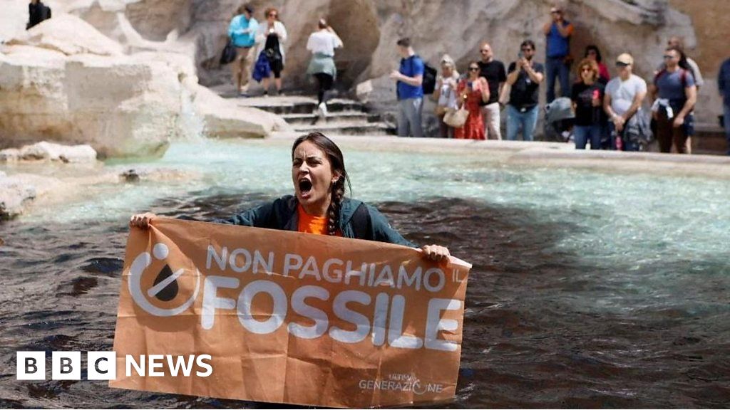 Activists turn Trevi Fountain water black