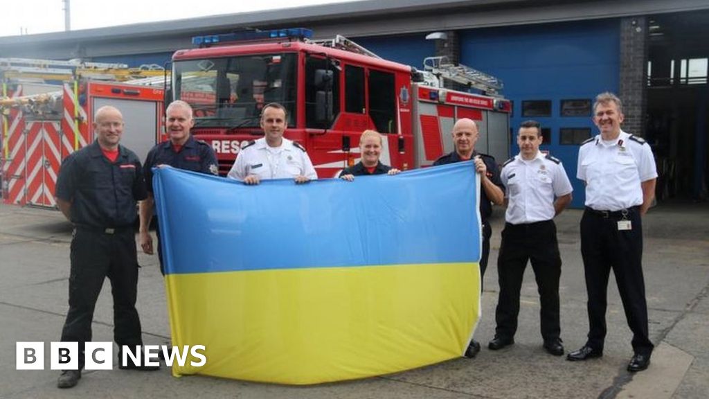 Shropshire fire crews deliver engines in Ukraine war convoy
