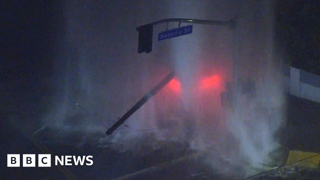 Giant ‘geyser’ in LA after hit-and-run crash