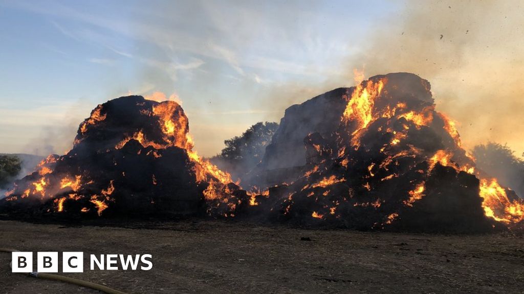 Haystack fire breaks out close to M25 in Hertfordshire BBC News