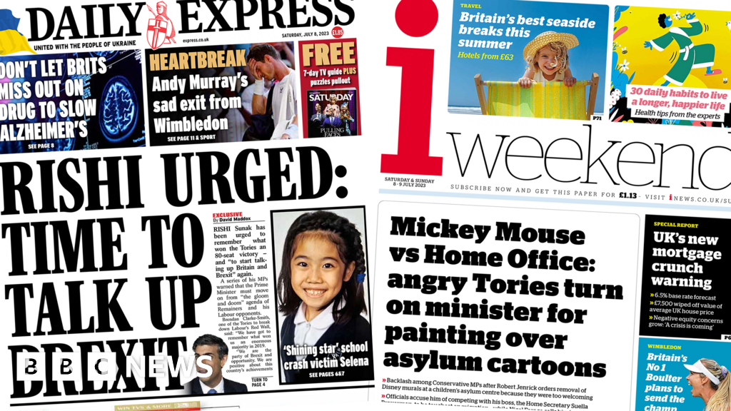 Newspaper headlines: ‘Mickey Mouse vs Home Office’ and ‘time to talk up Brexit’