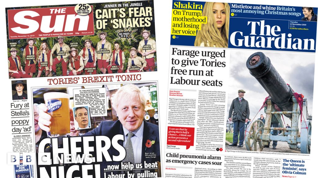 Newspaper headlines: Farage urged to give Tories 'free run' at Labour ...