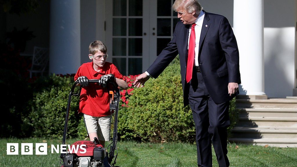 Why's Frank, 11, mowing the White House lawn? BBC News
