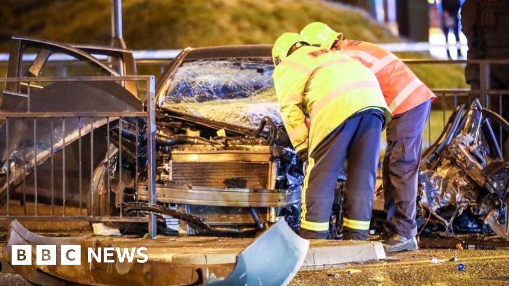 Four hurt in police pursuit Droylsden tram stop crash BBC News