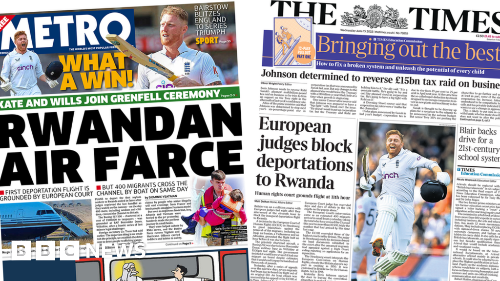 Newspaper headlines 'Rwandan air farce' as court grounds asylum jet