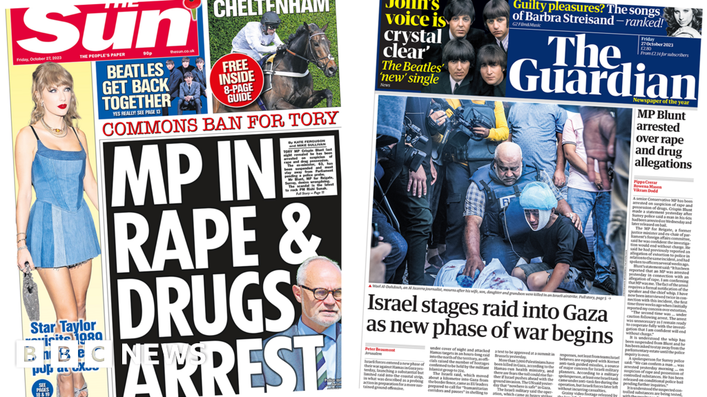 The Papers: Tory MP rape claim arrest and 'new phase' in Gaza