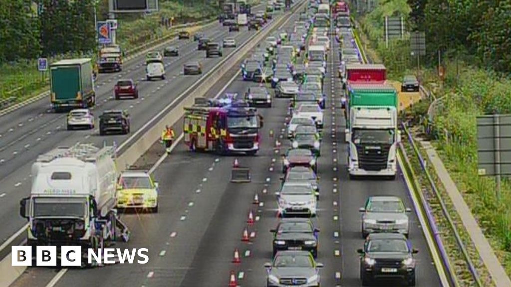 Buckinghamshire M1 closed for emergency repairs after tanker crash 