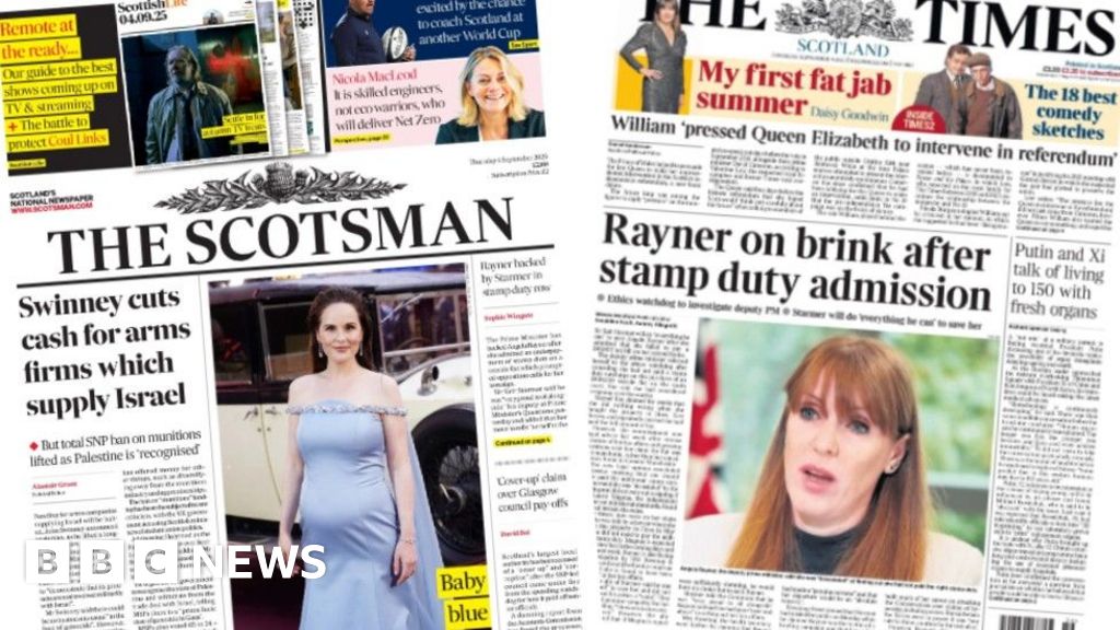 Scotland's papers: Israel arms boycott and Rayner 'on the brink'