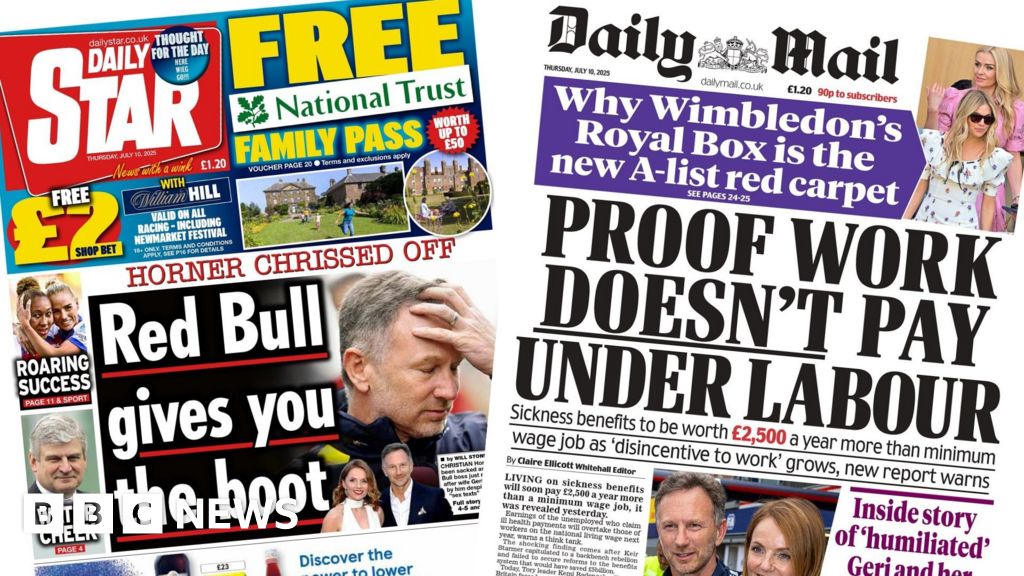 The Papers: F1's Horner 'shunted out' and 'work doesn't pay'