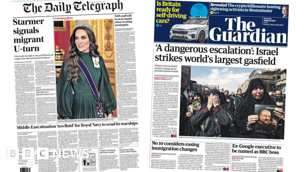 Newspaper headlines: Labour migrant plans under scrutiny and Iran gas field targeted