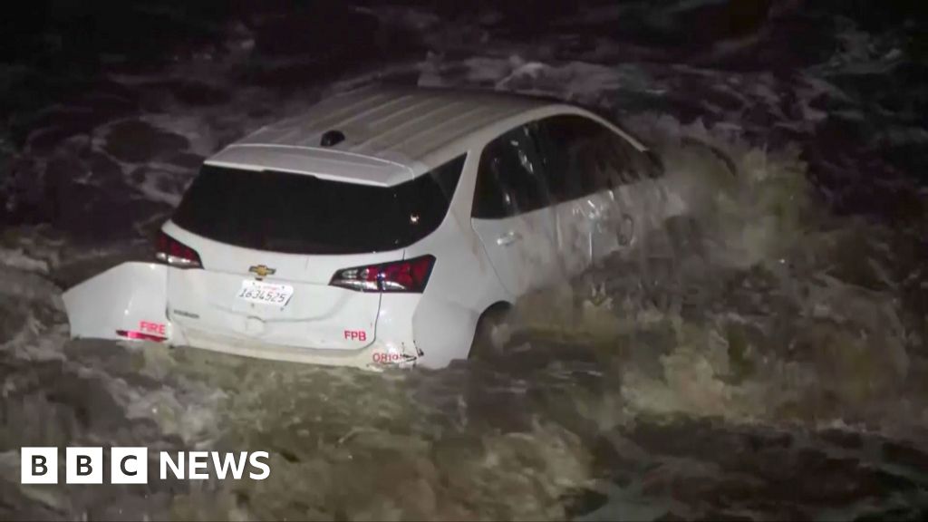 LA vehicle swept into ocean as rain hits fire ravaged area