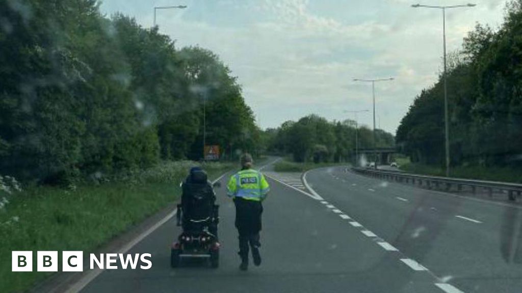 Mobility scooter rider escorted off Telford dual carriageway BBC News