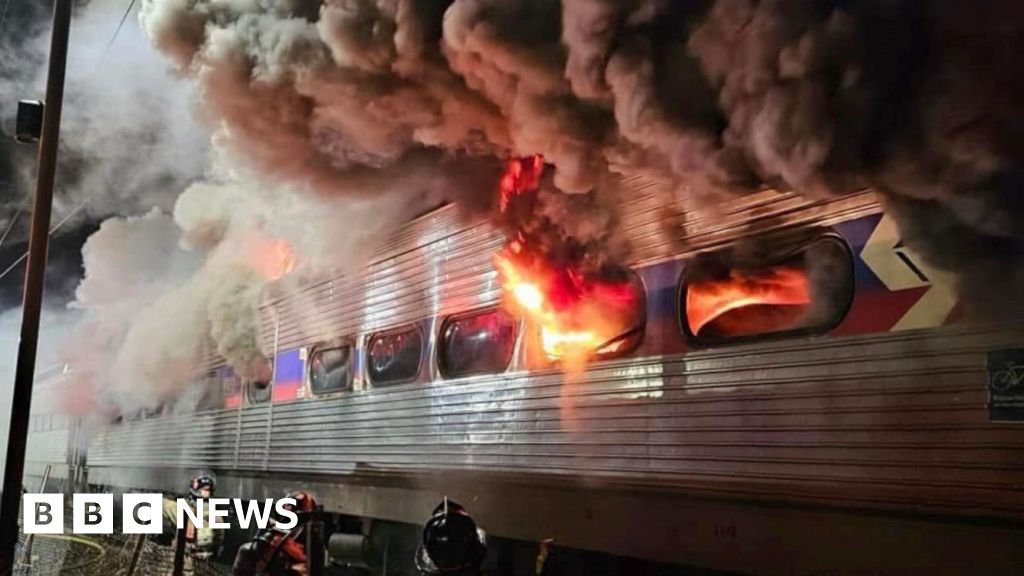 Passenger train engulfed by flames in Pennsylvania