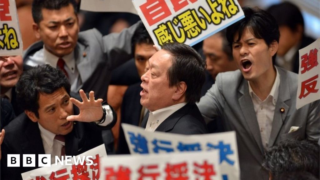 Protests as Japan paves way for selfdefence law change BBC News