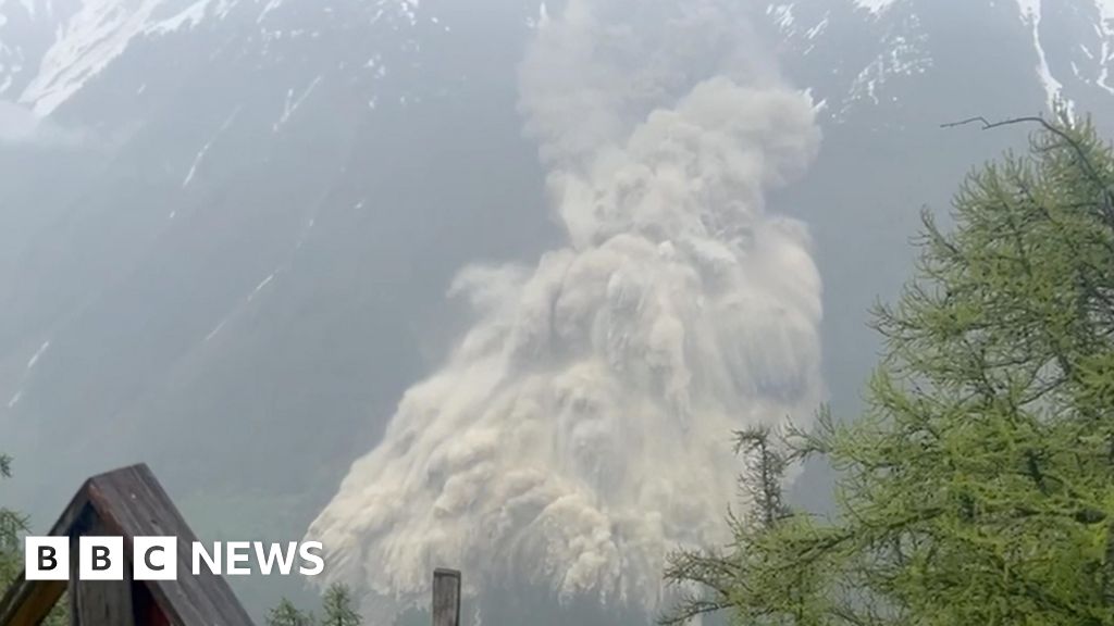 Switzerland: Moment glacier crashed down Alps and onto village