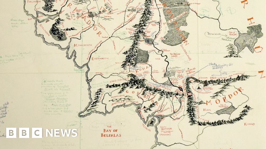 middle earth map tolkien Jrr Tolkien S Annotated Middle Earth Map On Show At Bodleian Bbc middle earth map tolkien
