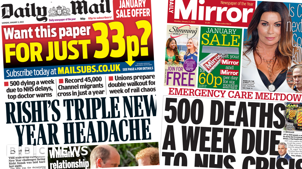 Newspaper Headlines Nhs Crisis 500 Deaths A Week And Pms Headache