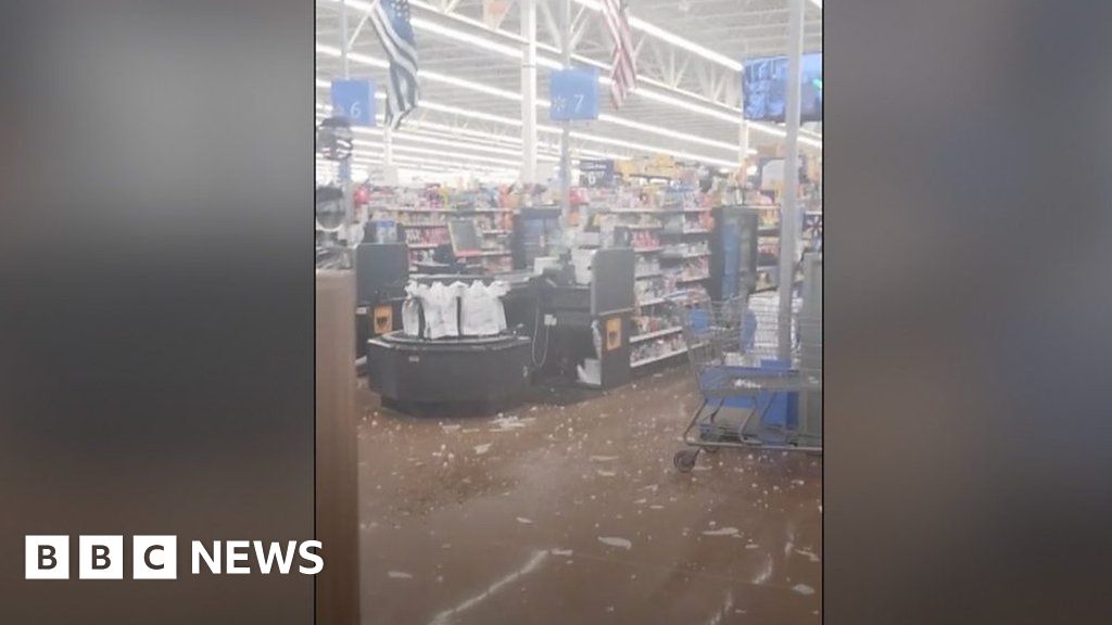 Walmart roof destroyed during pounding hail storm