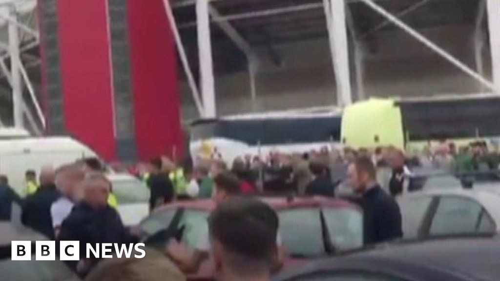 Football fans fight at Middlesbrough v Sheffield United  BBC News