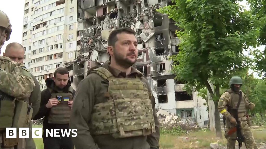Ukraine's President Zelensky makes rare visit to Kharkiv frontline