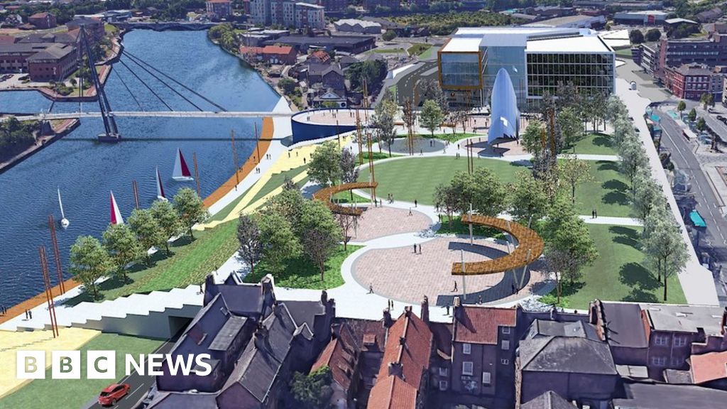 Stockton 'riverside park' to replace shopping centre approved - BBC News