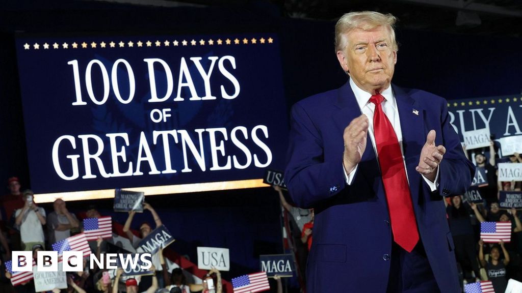 US president celebrates 100 days in office by touting record and blasting foes
