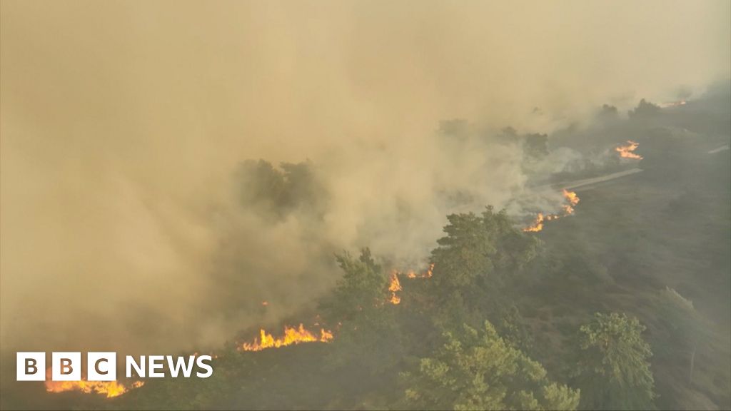 Watch: Thick smoke and flames as crews tackle Suffolk wildfire