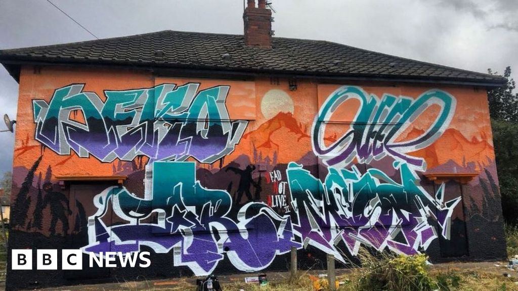 Derelict homes on Hull's Preston Road get graffiti makeover BBC News