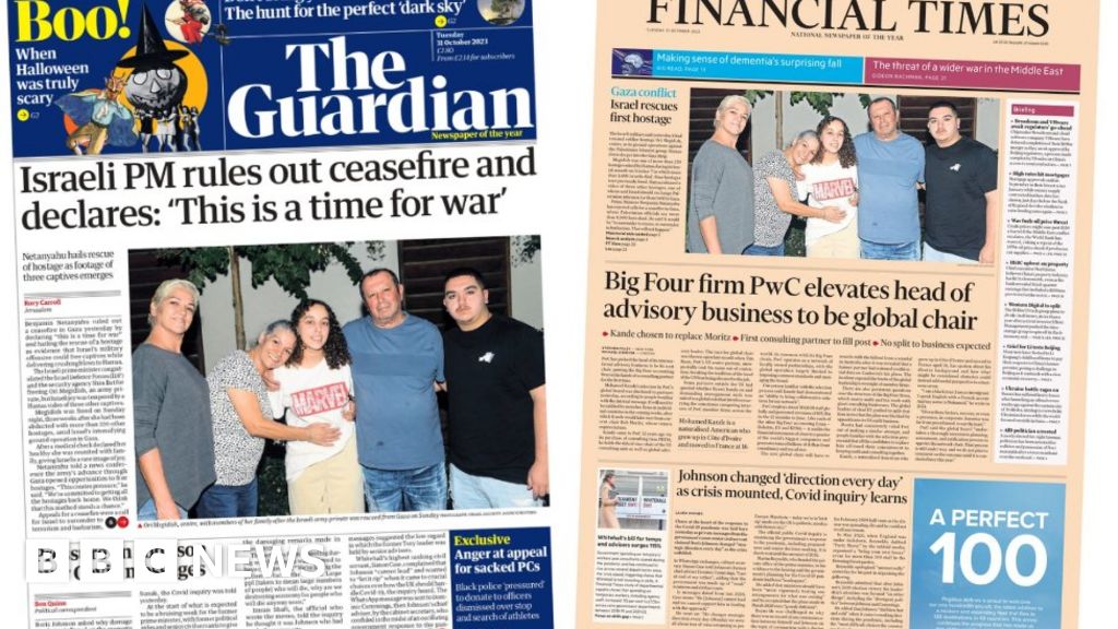 Newspaper headlines: Israeli soldier hostage freed and ex-PM's decisions made it 'impossible' to fight Covid