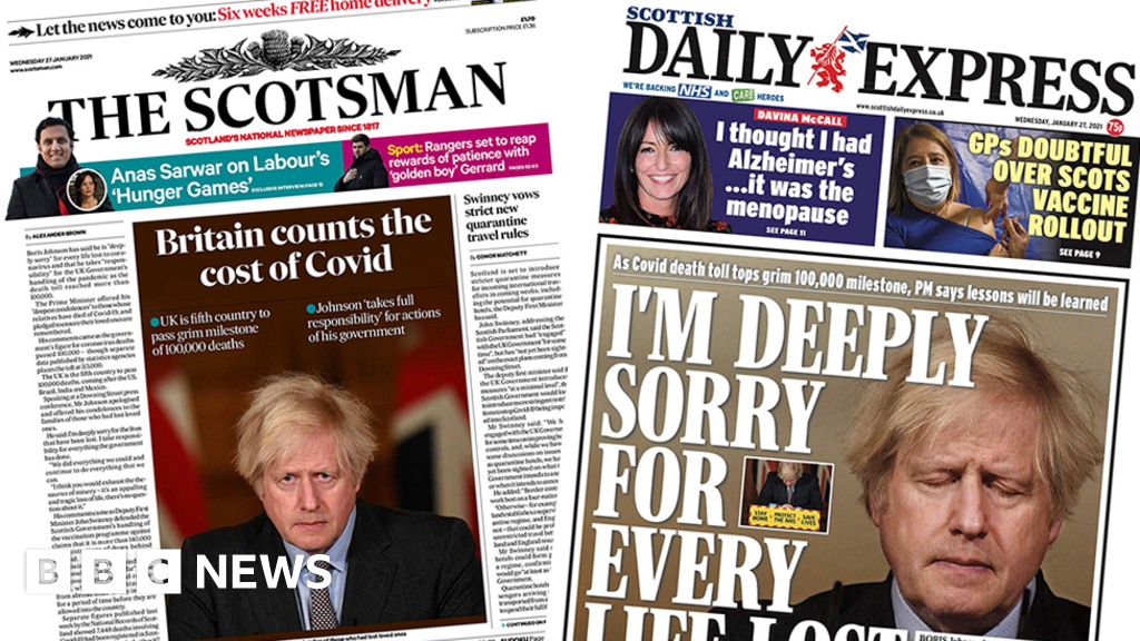 Scotland's papers: UK's Covid death toll passes 100,000 people