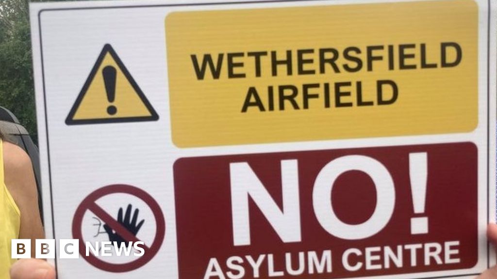 Wethersfield Protest at airbase to be used for asylum seekers