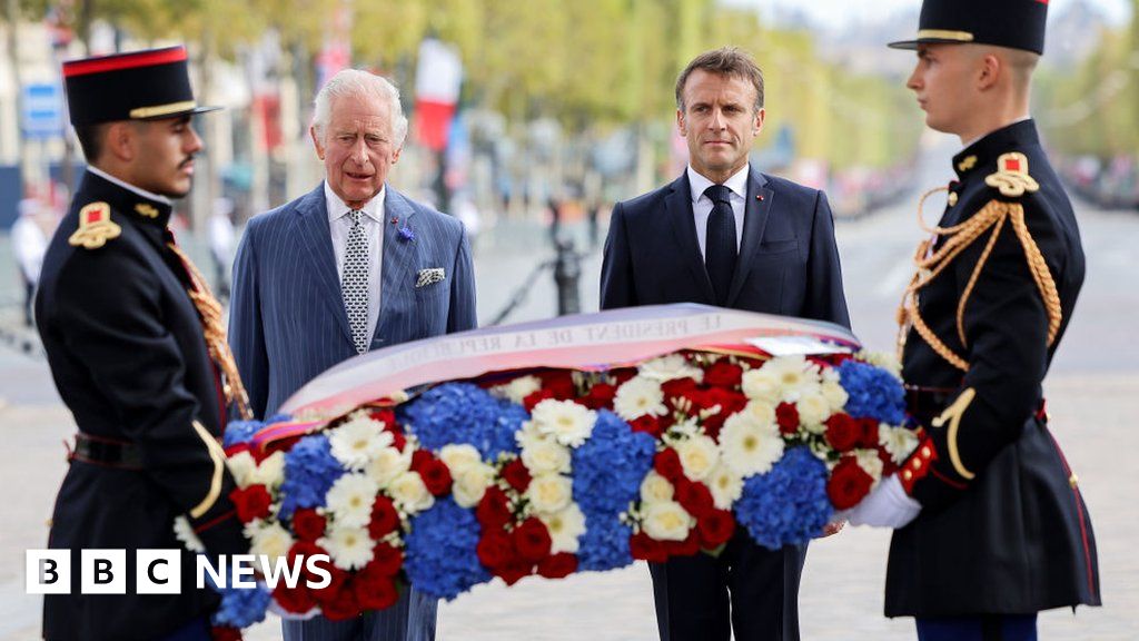 Watch: Paris ceremony for King Charles in France - BBC News