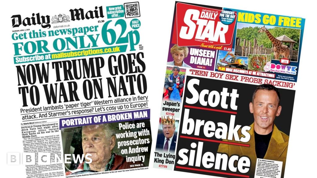 Newspaper headlines: 'Trump goes to war on Nato' and 'Scott breaks silence'