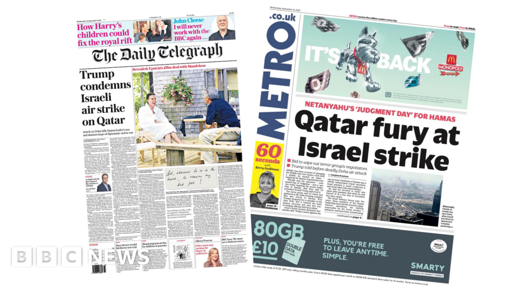 The Papers: 'Qatar fury' and 'Trump condemns Israeli air strike'