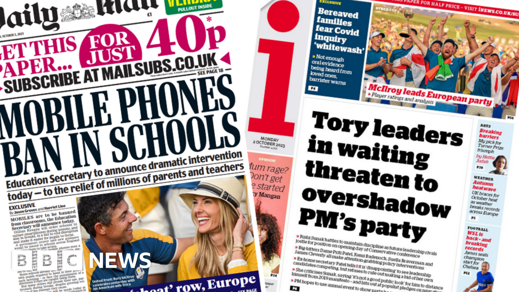 Newspaper headlines: ‘Tories eye PM’s throne’ and ‘Schools phones ban’