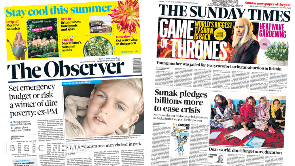 Newspaper headlines: Sunak pledges billions and winter poverty warning