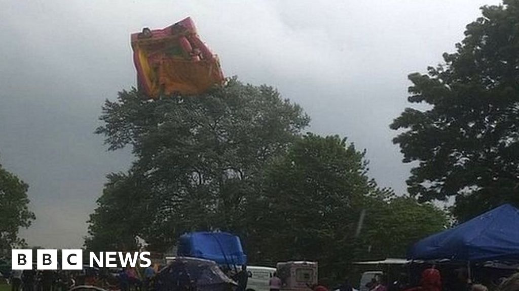 Friskney Show Funnel cloud lifts inflatable slide BBC News