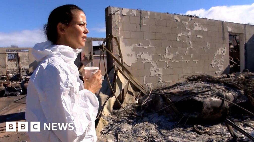 Emotional Lahaina family returns to burnt-down home