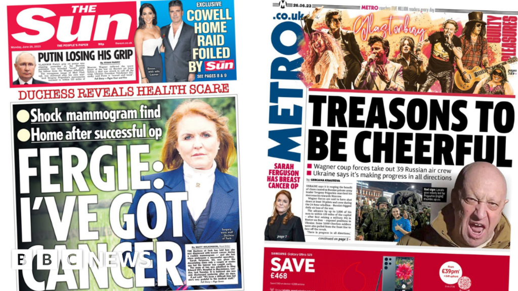 Newspaper headlines: ‘Fergie cancer battle’ and ‘Elton bids farewell’