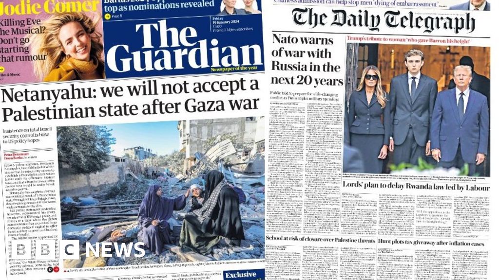 Newspaper headlines: Netanyahu 'is not going to settle for' Palestinian state and 'Nato warns of conflict' – BBC