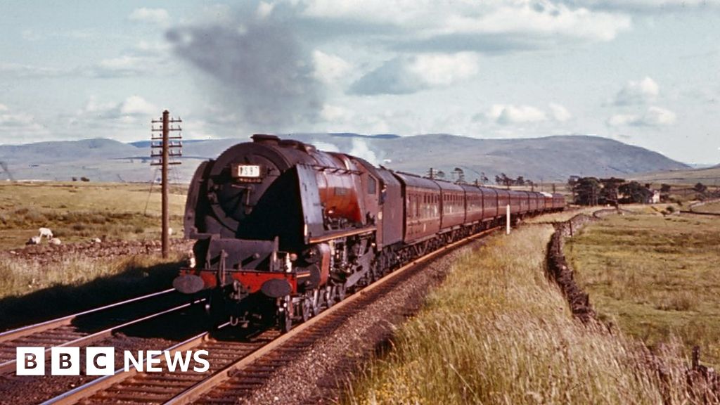 Colour picture of a train climbing Shap summit