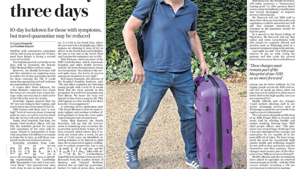 The Papers: 'New' isolation rule and 'Maddie cops find cellar'