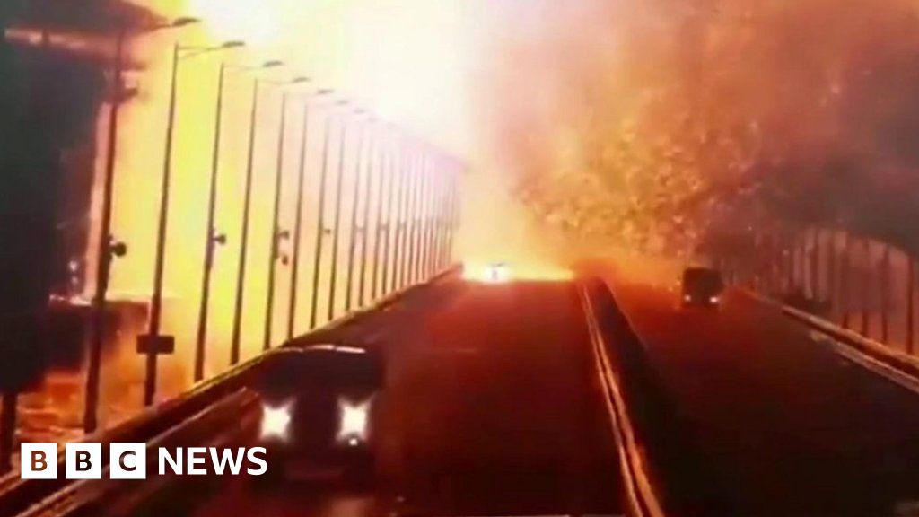 Crimea bridge: Video shows moment of huge explosion