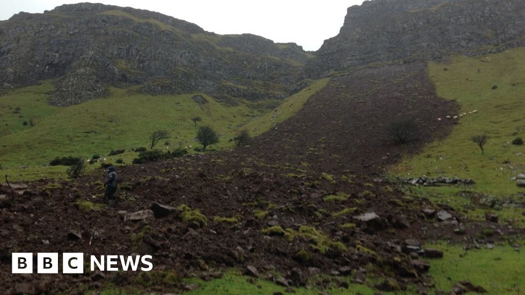 Glenariff: Farmer's safety concerns over cliff-top landslide - BBC News