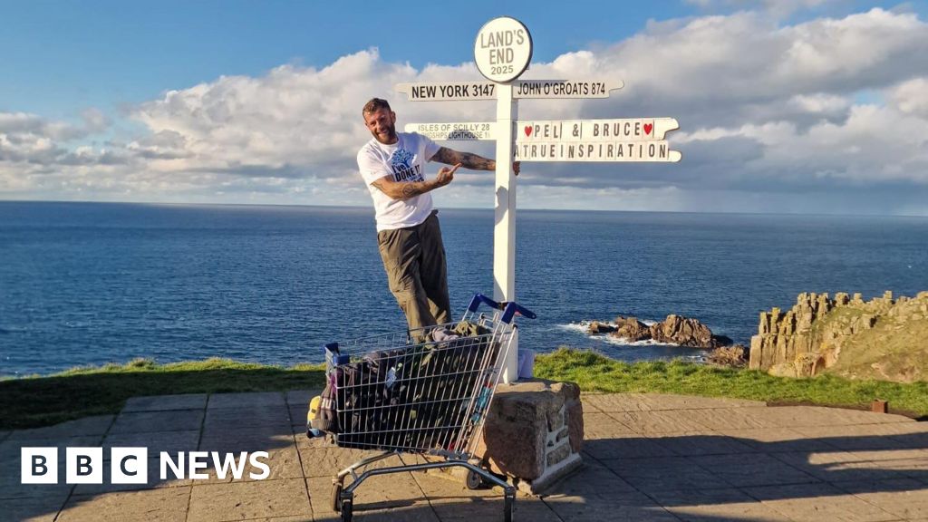 Man does Essex to Land’s End charity walk with shopping trolley