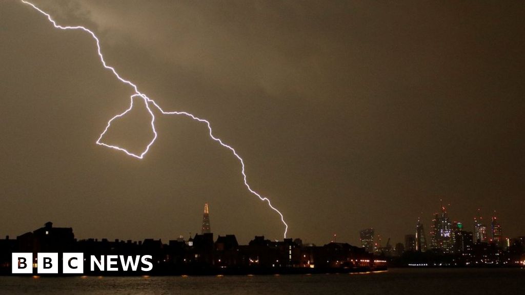 Spectacular Lightning Strikes Parts Of Uk Bbc News 