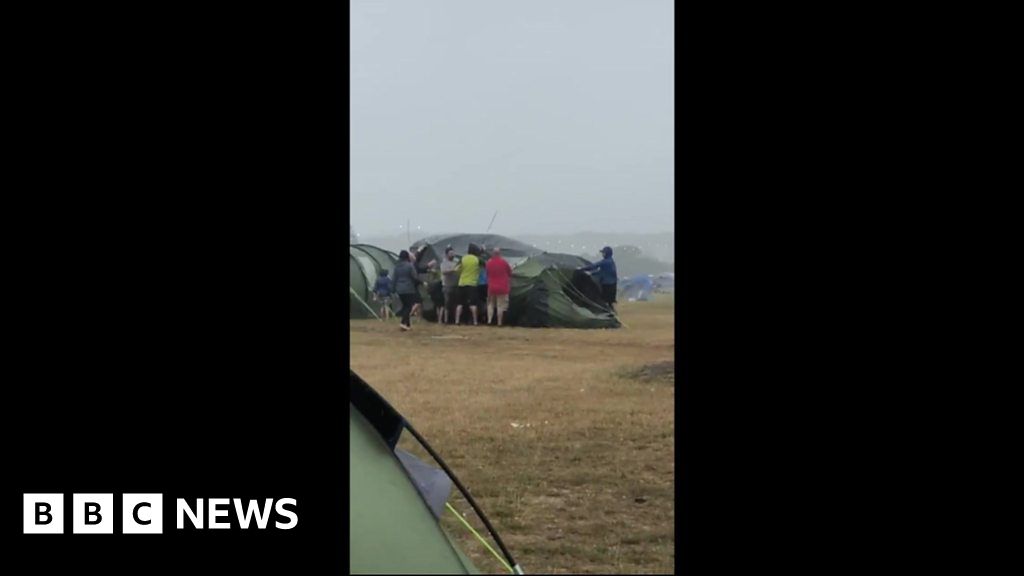Camp Bestival Tents battered by rain and high winds at festival